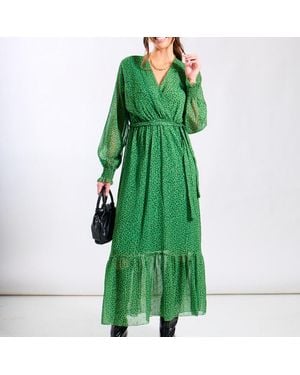 Needs No Label Animal Chiffon Maxi Dress - Green
