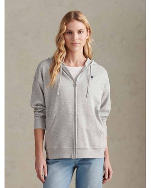 U.S. POLO ASSN. Zip Through Embroidered Hoodie - Grey