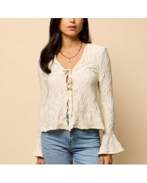Little Mistress Top Featuring Pleat Detail Tie - Natural