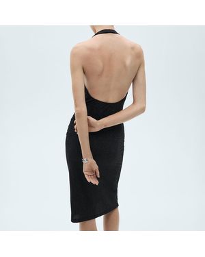 Mango Lurex Dress With Draped Neck - Black