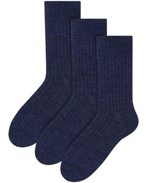 Steve Madden 3 Pairs Alpaca Wool Winter Thick Warm Boot Socks - Blue