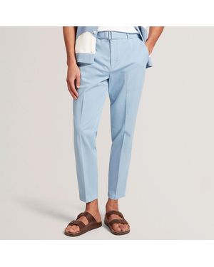 Ted Baker Mid Armodo Tapered Belted Cotton Trousers - Blue