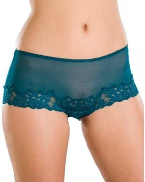 CAMILLE 3 Pack Sheer Mesh Lace Boxers - Blue