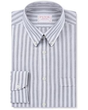 Thomas Pink Slim Fit Oxford Stripe Shirt For Smart Casual Wear - Blue
