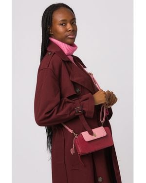 Conkca 'Little Wonder' Orchid And Blush Leather Cross Body Clutch Bag - Red