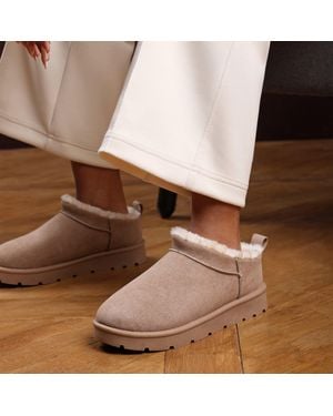 Where's That From 'Frances Cosy Camel Faux-Suede Fur Heel Boots - Brown