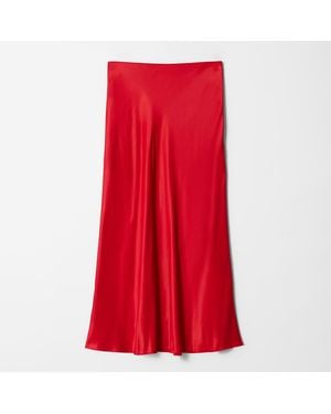 & Other Stories Alfrida Satin Slip Skirt - Red