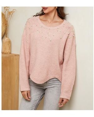 Sofiacashmere Cashmere Blend Scoop Neck Pearl Jumper - Pink