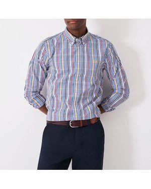 Crew Check Slim Fit Poplin Cotton Shirt - Blue