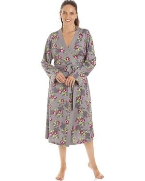 CAMILLE Floral Print Spandex Knee Length Wrap - Grey