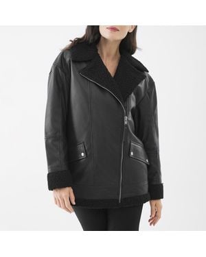 Bolongaro Trevor Eden Leather Shearling Biker Jacket - Black