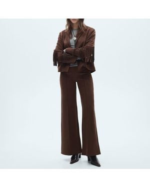 Mango Suede Effect Fringes Jacket - Brown