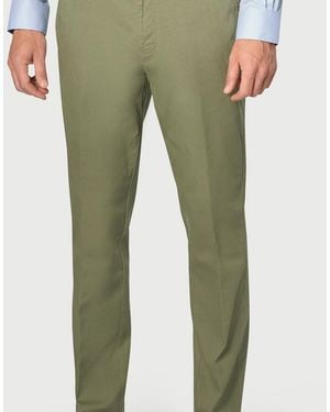 Brook Taverner Regular Fit Illingworth Mint Stretch Cotton Trousers - Green