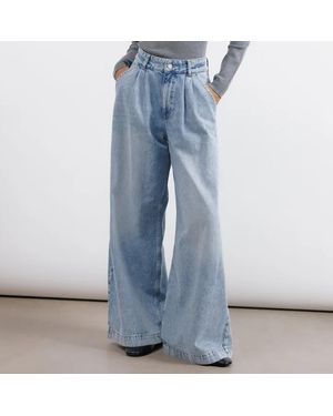Albaray Light Wide Leg Pleated Jeans - Blue