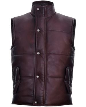 Infinity Leather Classic Leather Puffer Waistcoat-Gateshead - Purple