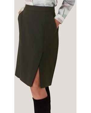 Whistles Dark Natalie Wool Blend Skirt - Green