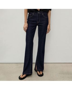 Mango Rinse Wash Flared Jeans With Openings - Blue