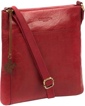Conkca 'Dink' Chilli Pepper Leather Cross Body Bag - Red