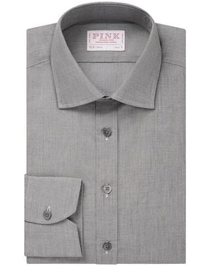 Thomas Pink Fine Stripe Slim Fit Cotton Shirt - Grey