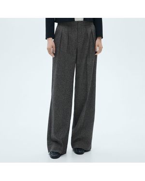 Mango Flecked Pleated Trousers - Grey