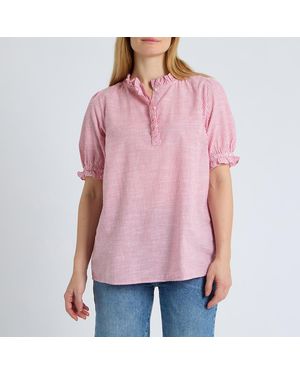 Joules Stripe Melanie Cotton Blouse - Pink
