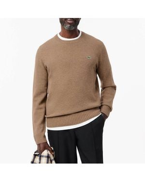 Lacoste Taupe Crew Neck Sweatshirt - Natural