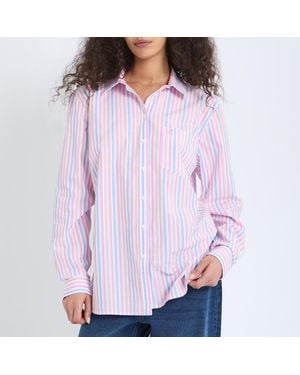 Crew Stripe Relaxed Fit Poplin Shirt - Purple