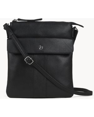 Assots London 'Amba' Soft Nappa Full Grain Real Leather Crossbody Bag - Black