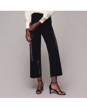 Whistles Wide Leg Cropped Trousers - Black