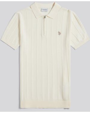 U.S. POLO ASSN. U. Polo Assn. Zip Knit Polo Shirt - Natural