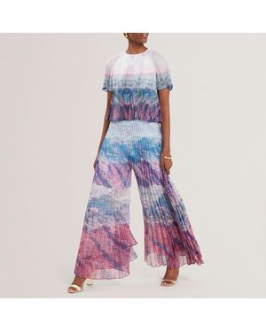 Ted Baker Aharra Pleated Short Sleeve Blouse - Purple