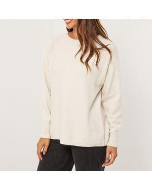 Sofiacashmere Cashmere Blend Neck Detail Jumper - White