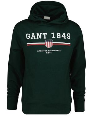 GANT Graphic Cotton Blend Hoodie - Green