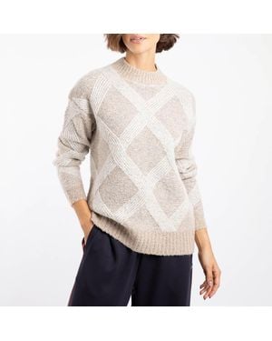 Weird Fish Darlyn Diamond Ribbed Jumper - White