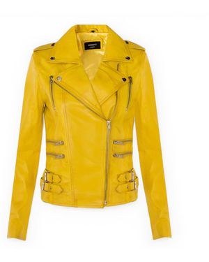 Infinity Leather Leather Brando Biker Jacket-Loddon - Yellow