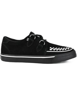 Infinity Leather Pointed Creeper Trainer Suede Platform Shoes - Black