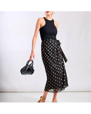 Needs No Label Foil Wrap Midi Skirt - Black