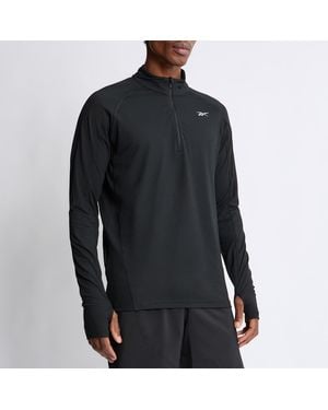 Reebok Running Quarter-Zip Long-Sleeve T-Shirt - Black