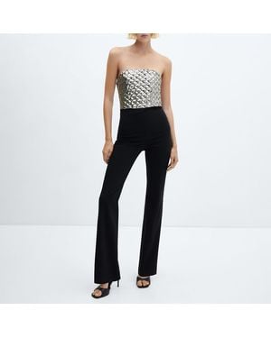 Mango Sequin Strapless Jumpsuit - Black