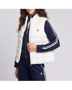 U.S. POLO ASSN. Ecru Lightweight Puffer Cotton Blend Gilet - Blue