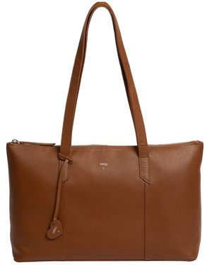 NiNa Amora 'Maria' Tan Leather Tote Bag - Brown