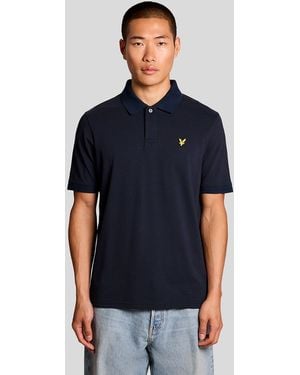 Lyle & Scott Jacquard Collar Polo Shirt - Blue