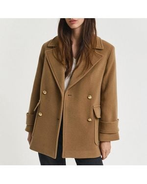 GANT Camel Mid Length Peacoat - Brown