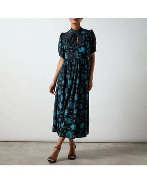 Ro & Zo Erin Floral Burnout Midi Dress - Blue