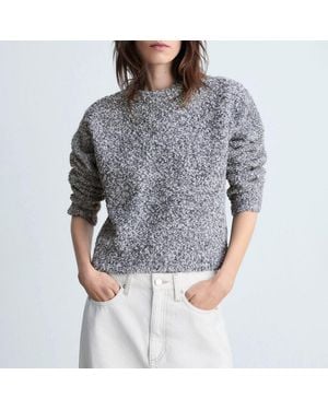 Mango Round Neck Boucle Jumper - Grey
