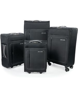 Pierre Cardin Soft Shell Wheeled Suitcase Set Lightweight Travel Luggage - Black