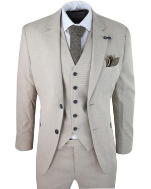 Infinity Leather 3 Piece Linen Summer Spring Classic Suit - Grey