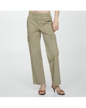 Mango Khaki Cargo Pocket Straight Trouser - Green