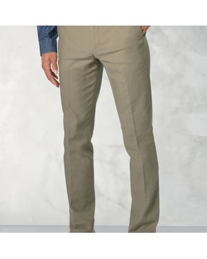Brook Taverner Tailored Fit Amiss Stretch Linen Cotton Trousers - Grey