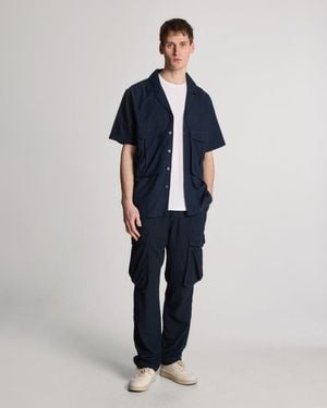 Lyle & Scott Cotton Linen Revere Collar Shirt - Blue